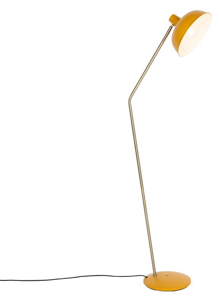 Retro stojaca lampa žltá s bronzom - Milou