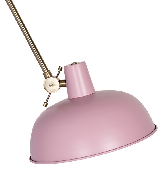 Retro nástenná lampa oceľová ružová s bronzovou - Milou