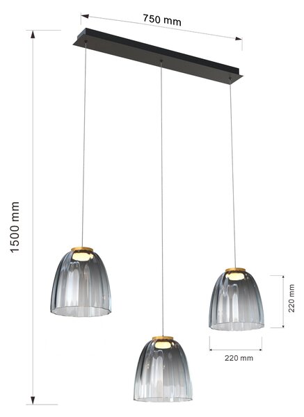 ZÁVESNÉ LED SVIETIDLO, 90/22/150 cm - Interiérové svietidlá