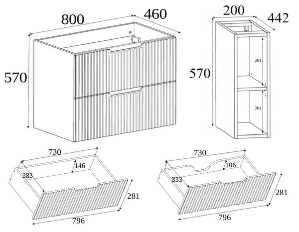 VENA čierna B100DB závesná skrinka pod umývadlo 100 cm