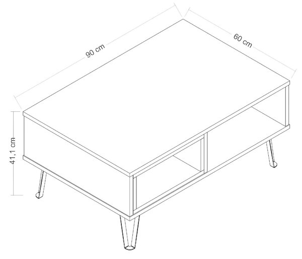 KONFERENČNÝ STOLÍK, biela, tmavý dub, kompozitné drevo, 90/60/41,1 cm Livetastic - Stolíky do obývačky, Online Only