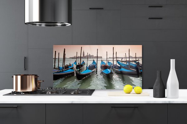 Sklenený obklad Do kuchyne Loďka voda architektúra 120x60 cm