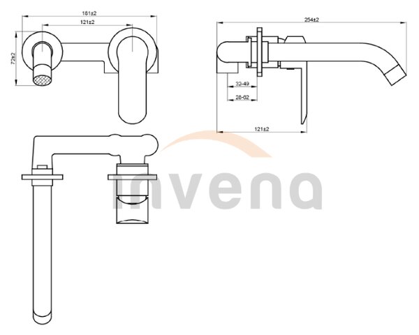 Invena Siros, podomietková umývadlová batéria, chrómová lesklá, BP-90-U01-A