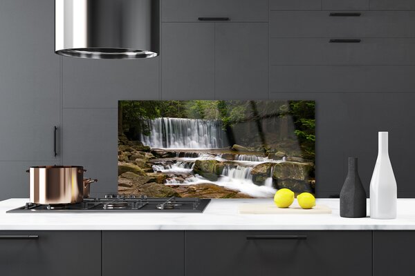 Sklenený obklad Do kuchyne Vodopád les príroda 120x60 cm