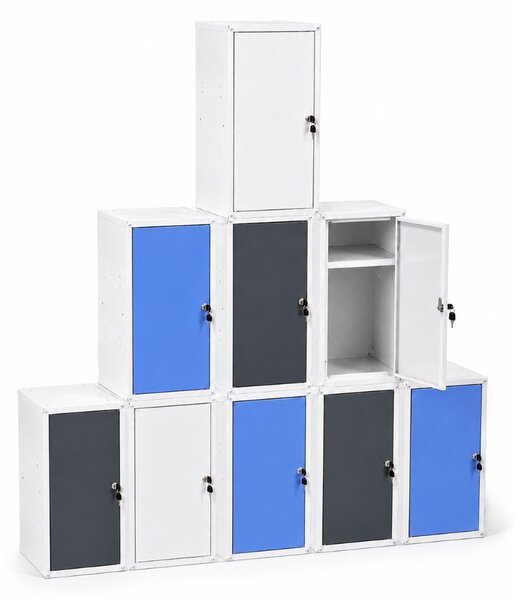 Šatníková skrinka s uzamykateľným boxom 700 x 350 x 350 mm, cylindrický zámok, grafitové dvere