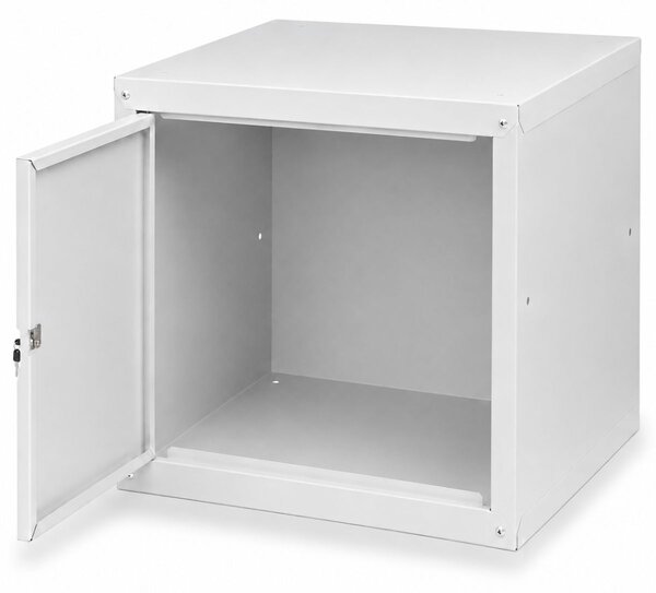 Šatníková skrinka s uzamykateľným boxom 550 x 550 x 550 mm, cylindrický zámok, grafitové dvere