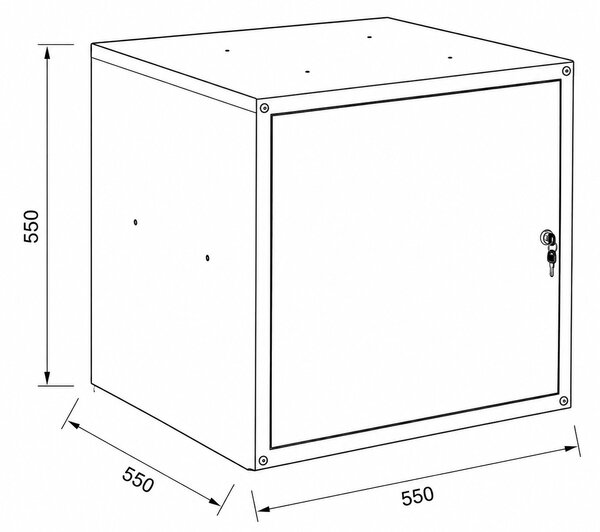 Šatníková skrinka s uzamykateľným boxom 550 x 550 x 550 mm, cylindrický zámok, grafitové dvere