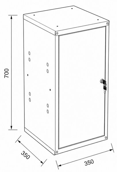 Šatníková skrinka s uzamykateľným boxom 700 x 350 x 350 mm, cylindrický zámok, grafitové dvere