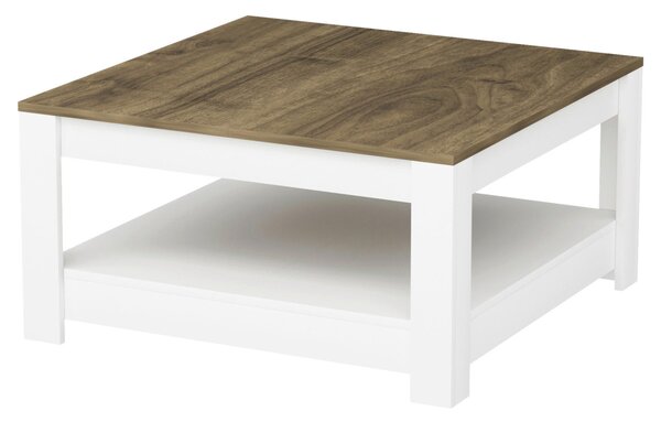 KONFERENČNÝ STOLÍK, biela, farba vlašského orecha, kompozitné drevo, 89/89/45 cm Livetastic - Online Only zostavy, Online Only
