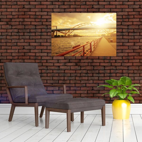 Obraz mosta pri západe slnka (90x60 cm)