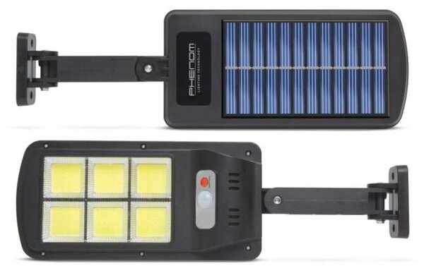 Solárny reflektor PHENOM 6 COB LED 5W 300 lm – 3 režimy, PIR 120°, IP65 (55290-Bežné množstvo)