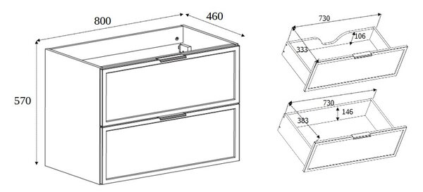 SLIM tmavosivá G80 závesná skrinka pod umývadlo 80 cm