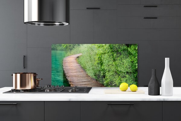 Sklenený obklad Do kuchyne Most stromy architektúra 120x60 cm