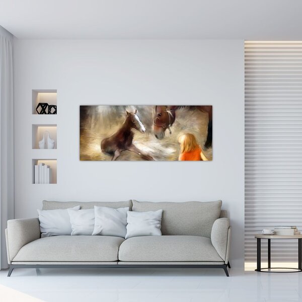 Obraz - Vitaj na svete, žriebätko (120x50 cm)
