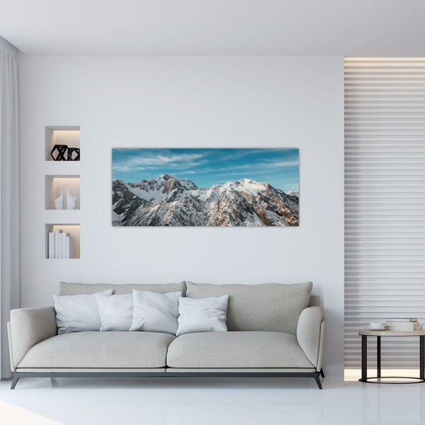 Obraz zasnežených vrcholkov, Fiordland (120x50 cm)