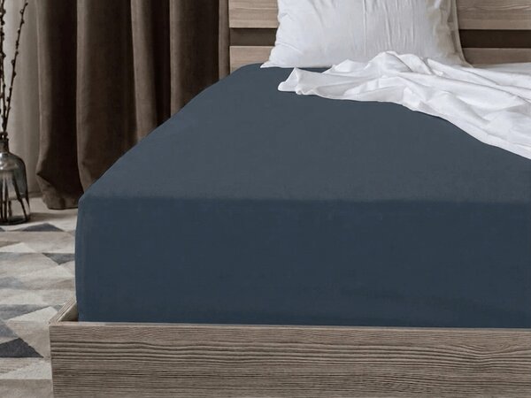 Bavlnená plachta s gumou STANDARD 90 x 200 cm sivo-modrá