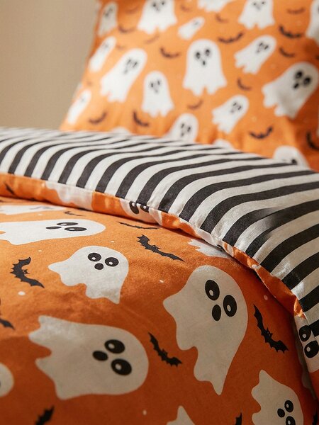 Sinsay - Súprava posteľnej bielizne s halloweenskym motívom - oranžová