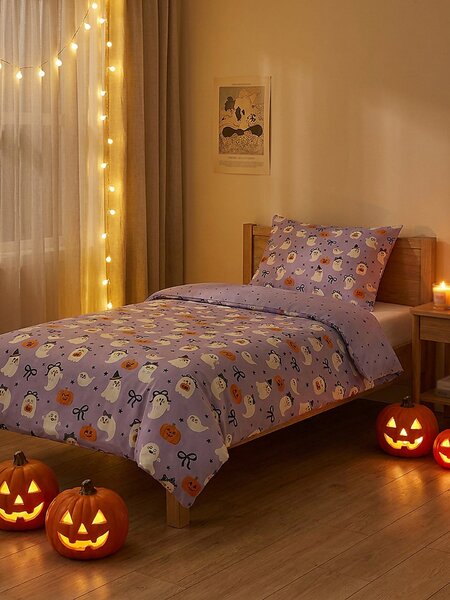 Sinsay - Súprava posteľnej bielizne s halloweenskym motívom - fialová