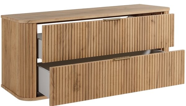 ELEGANCE dub craft zlatý C120 závesná skrinka pod umývadlo 120 cm s vrchnou doskou
