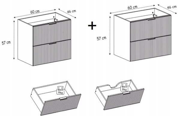 FLOW kašmír K120DC závesná skrinka pod umývadlo 120 cm