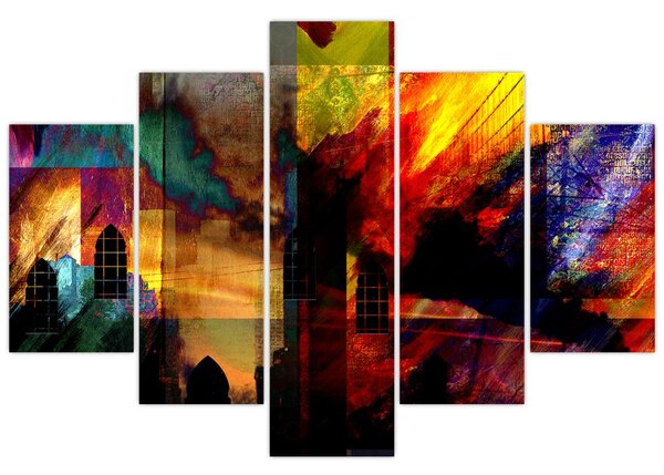 Obraz - Farebná abstrakcia mesta (150x105 cm)