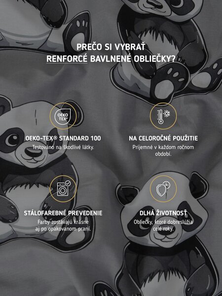Bavlnené obliečky Renforcé - Panda