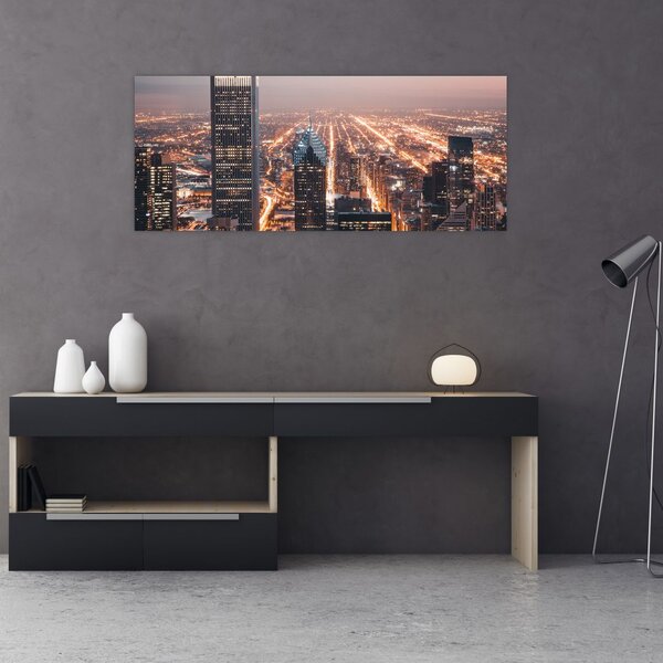 Obraz svietiacej metropoly (120x50 cm)