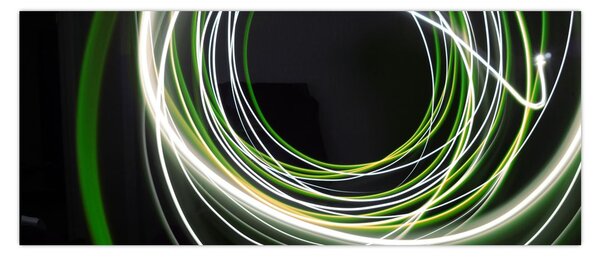 Obraz zelených čiar (120x50 cm)