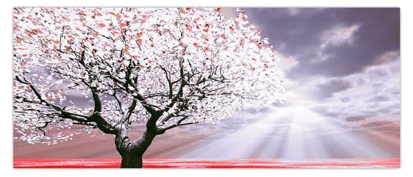 Červený obraz stromu (120x50 cm)