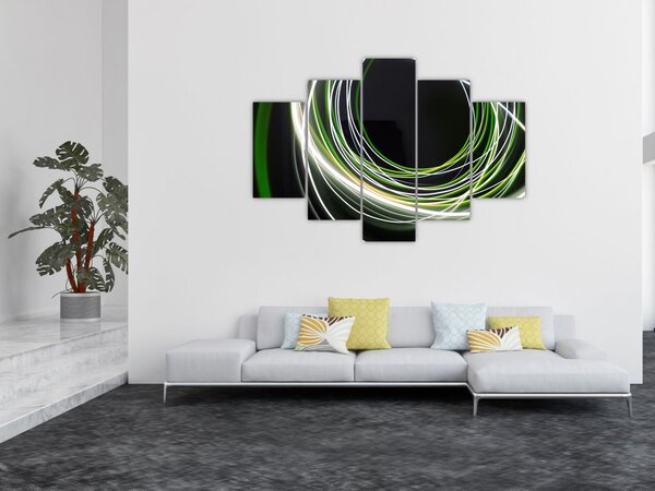 Obraz zelených čiar (150x105 cm)