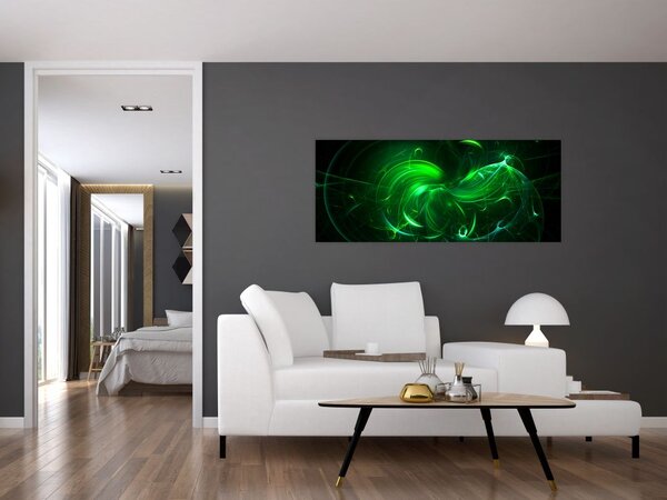 Obraz - zelená abstrakcia (120x50 cm)