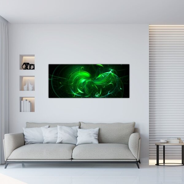 Obraz - zelená abstrakcia (120x50 cm)