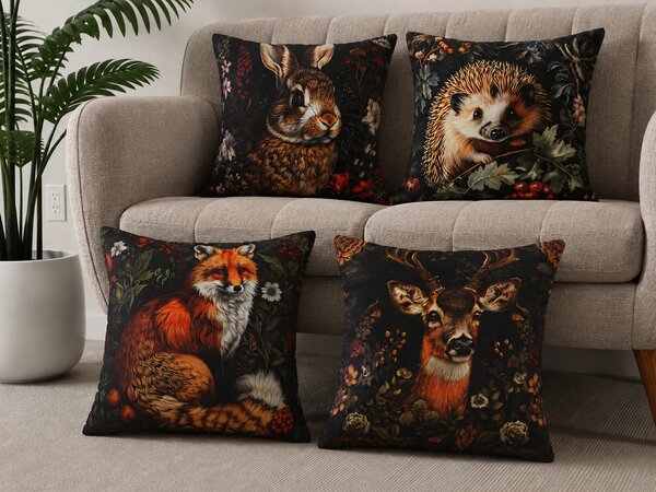 XPOSE® Set obliečok na vankúš LESNÁ ZVER (digitálna tlač) 43x43 cm - set 4ks
