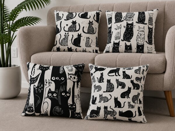 XPOSE® Set obliečok na vankúš MAČACÍ SVET 43x43 cm - set 4ks