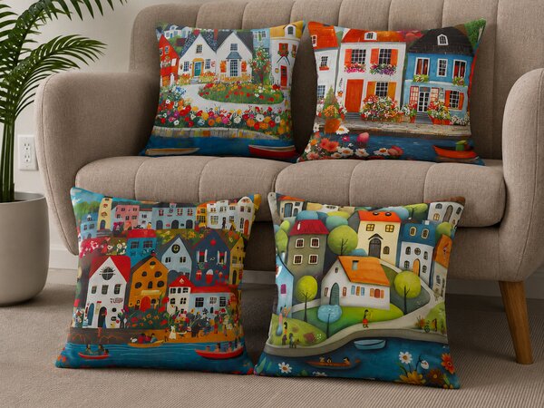 XPOSE® Set obliečok na vankúš PRÍSTAV (digitálna tlač) 43x43 cm - set 4ks