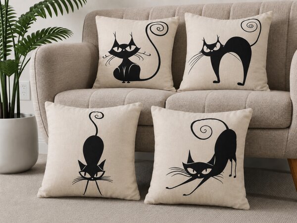 XPOSE® Set obliečok na vankúš MAČAČIA GYMNASTIKA 43x43 cm - set 4ks