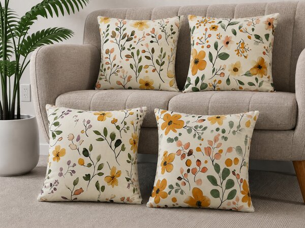 XPOSE® Set obliečok na vankúš PASTELOVÉ KVETY 43x43 cm - set 4ks