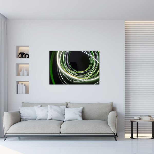Obraz zelených čiar (90x60 cm)
