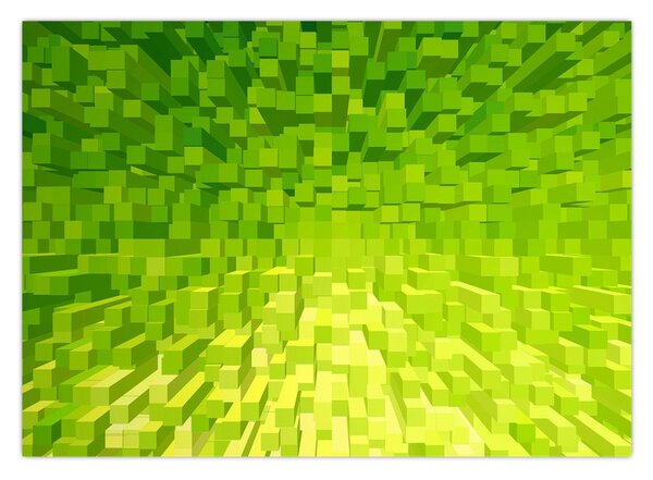 Obraz žltozelených kostičiek (70x50 cm)