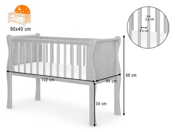 Detská postieľka Crib Noble 90x40 - biela