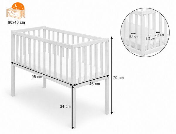 Detská postieľka Crib Stardust 90x40 - antracit