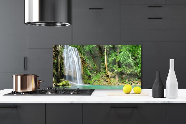 Sklenený obklad Do kuchyne Vodopád les príroda 120x60 cm