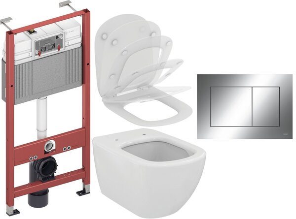 Set WC misa Ideal Standard Tesi T007901, podomietková konštrukcia Tece Base 9400407, T352701, 9.240.401