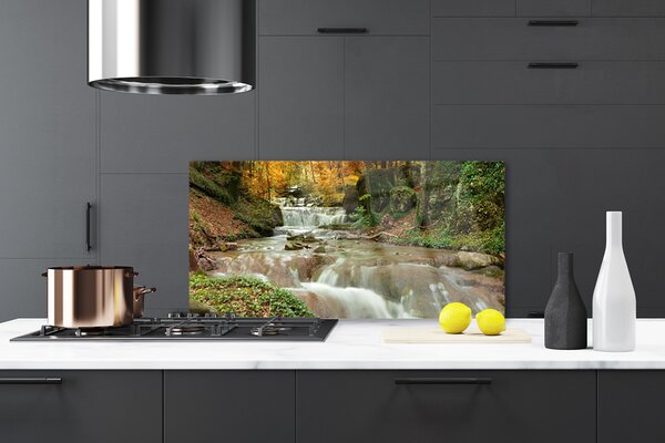 Sklenený obklad Do kuchyne Vodopád les príroda 120x60 cm