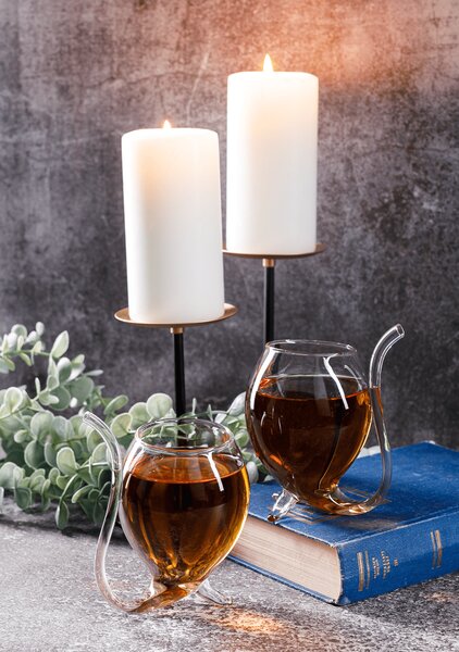 TEMPO-KONDELA TEARY, pohár na víno so zabudovanou slamkou, set 2 ks, 300 ml