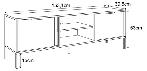 TV STOLÍK LOREEN TMAVOŠEDÝ + ZLATÝ NA NOŽIČKÁCH 153 cm