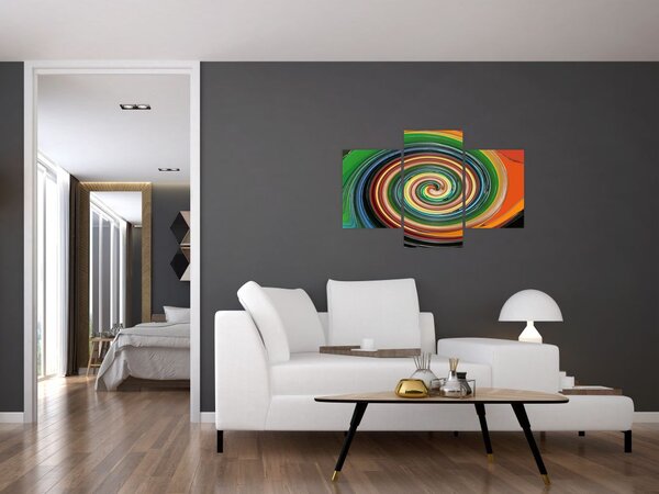 Abstraktný obraz - farebná špirála (90x60 cm)