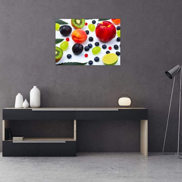 Obraz ovocia s kvapkami vody (70x50 cm)