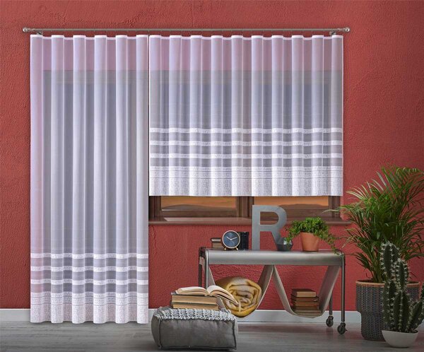 Forbyt, Hotová záclona alebo balkónový komplet, Karolína, biela 250 x 130 cm