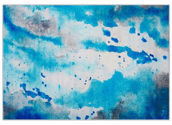 Koberec modrý a sivý 160 x 230 cm s abstraktným akvarelovým vzorom moderný dizajn